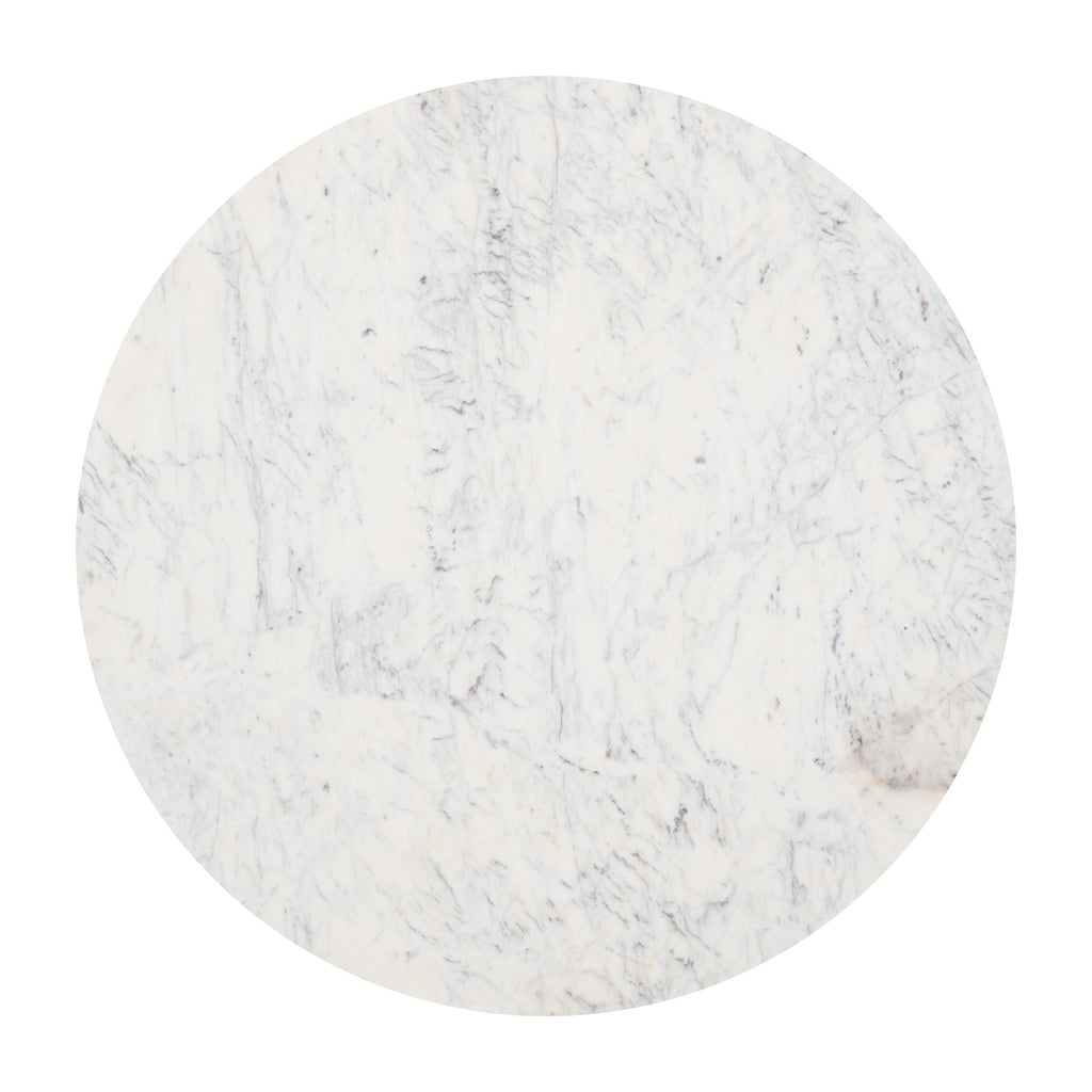ZUO Mufid Bistro Table — Natural Marble Top, Adjustable Height, Black Iron Base