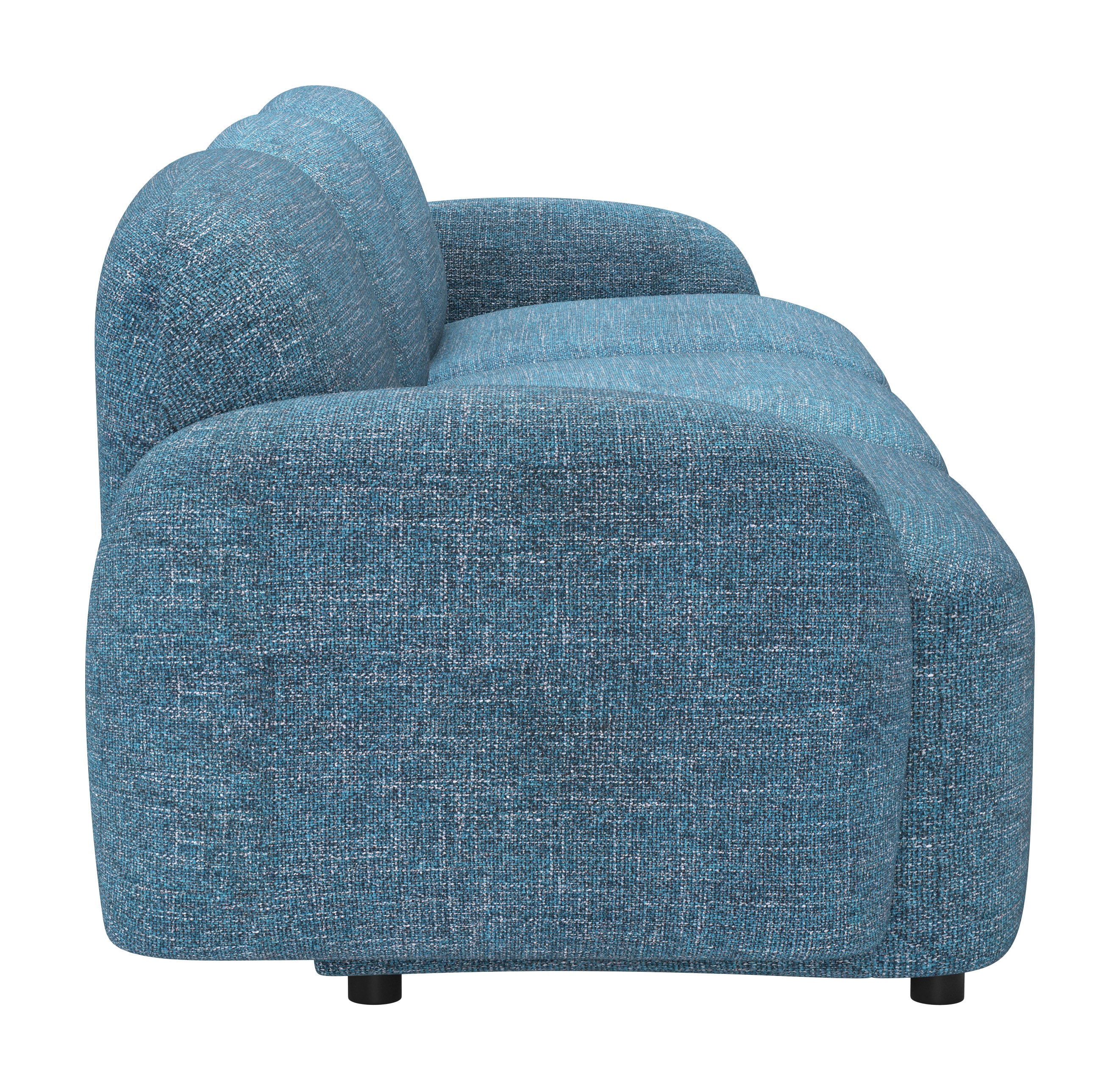 ZUO Cleo Modular Sofa — Blue Textured Fabric, 100.8" Sectional, Black Rubberwood Legs