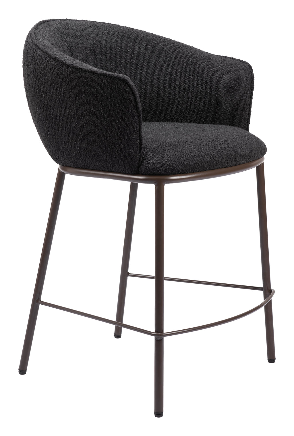 ZUO Essen Counter Stool — Black Textured Fabric, Bronze Powder Coated Steel Frame, 350 lb Capacity