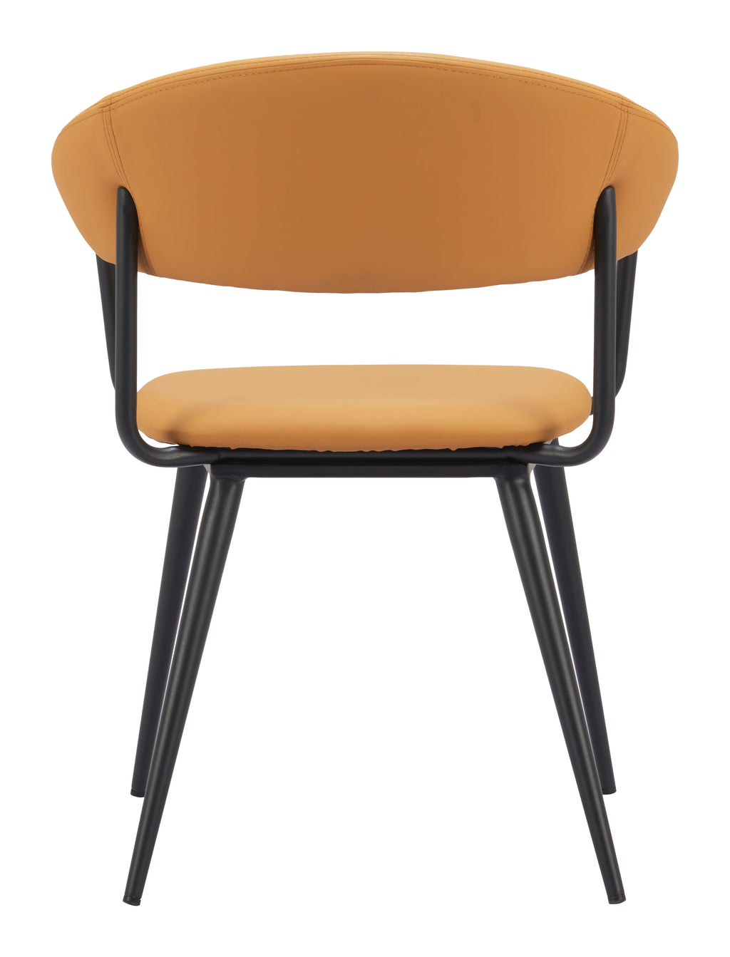 ZUO Sima Dining Chair — Brown Faux Leather, Black Powder Coated Steel Frame, 285 lb Capacity