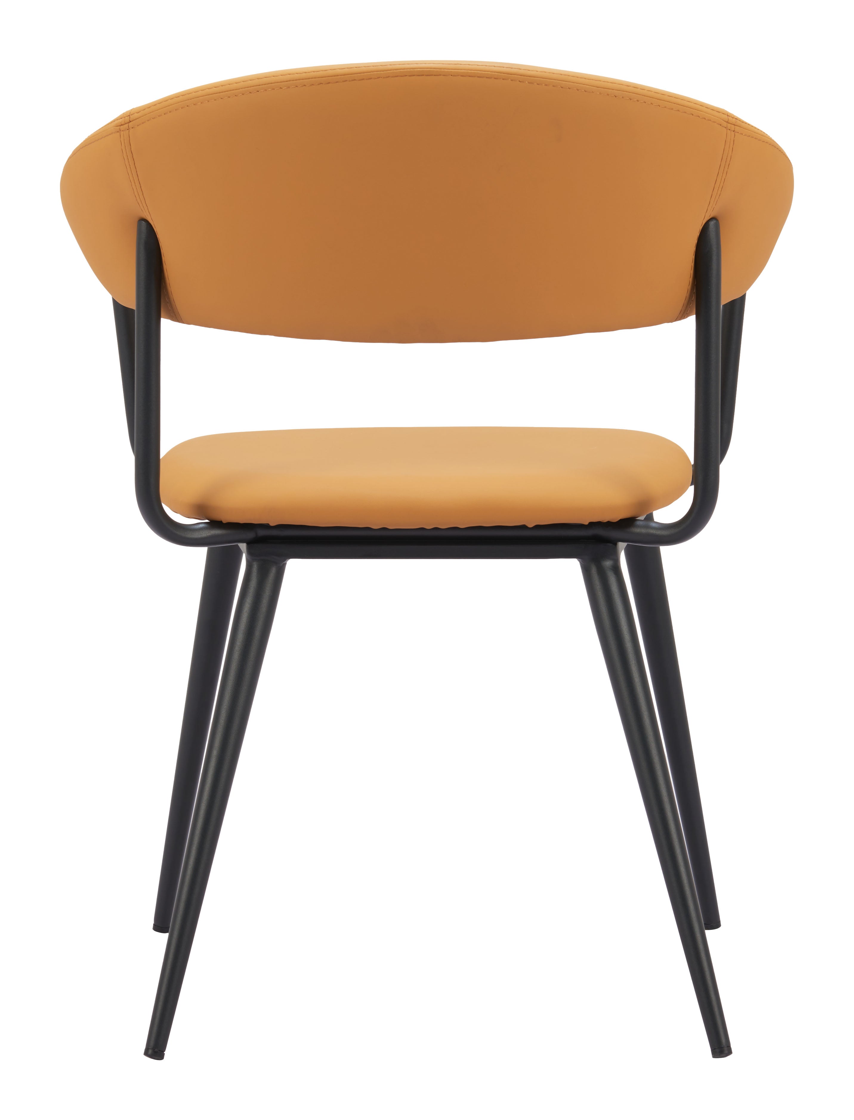 ZUO Sima Dining Chair — Brown Faux Leather, Black Powder Coated Steel Frame, 285 lb Capacity