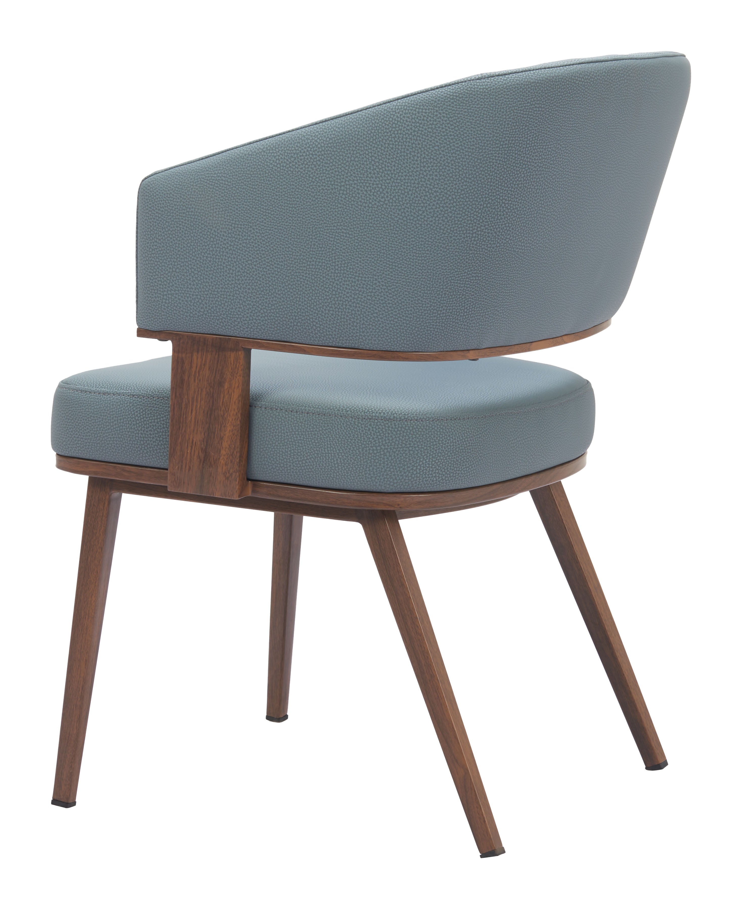 ZUO Poise Dining Chair — Azure Gray Faux Leather, Walnut Steel Frame, 330 lb Capacity