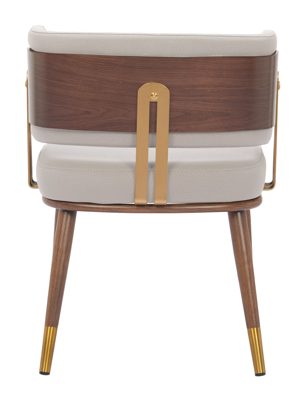 ZUO Brew Dining Chair — Beige Faux Leather, Walnut & Gold Steel Frame, 330 lb Capacity