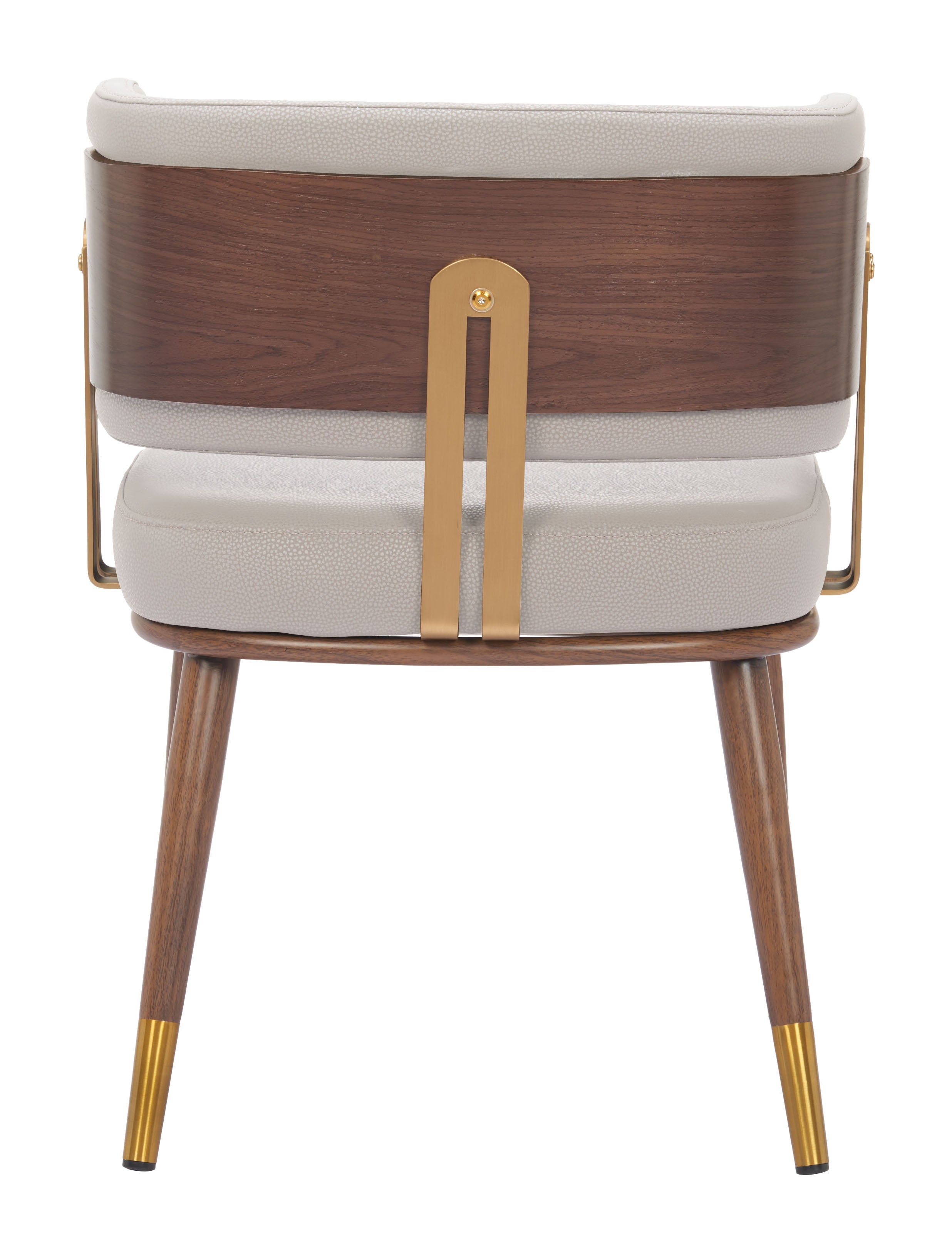 ZUO Brew Dining Chair — Beige Faux Leather, Walnut & Gold Steel Frame, 330 lb Capacity