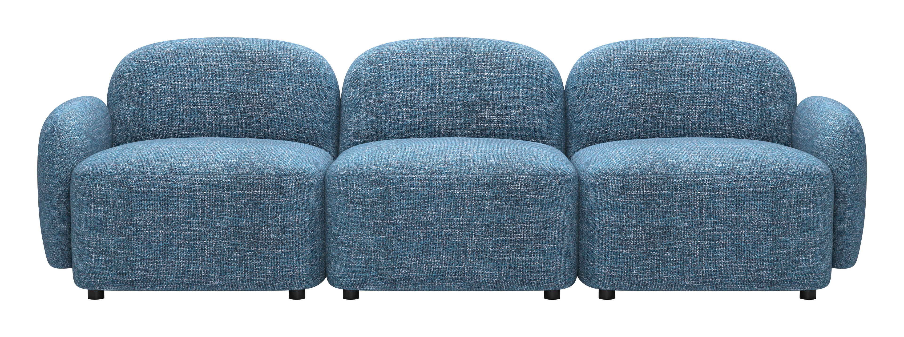 ZUO Cleo Modular Sofa — Blue Textured Fabric, 100.8" Sectional, Black Rubberwood Legs