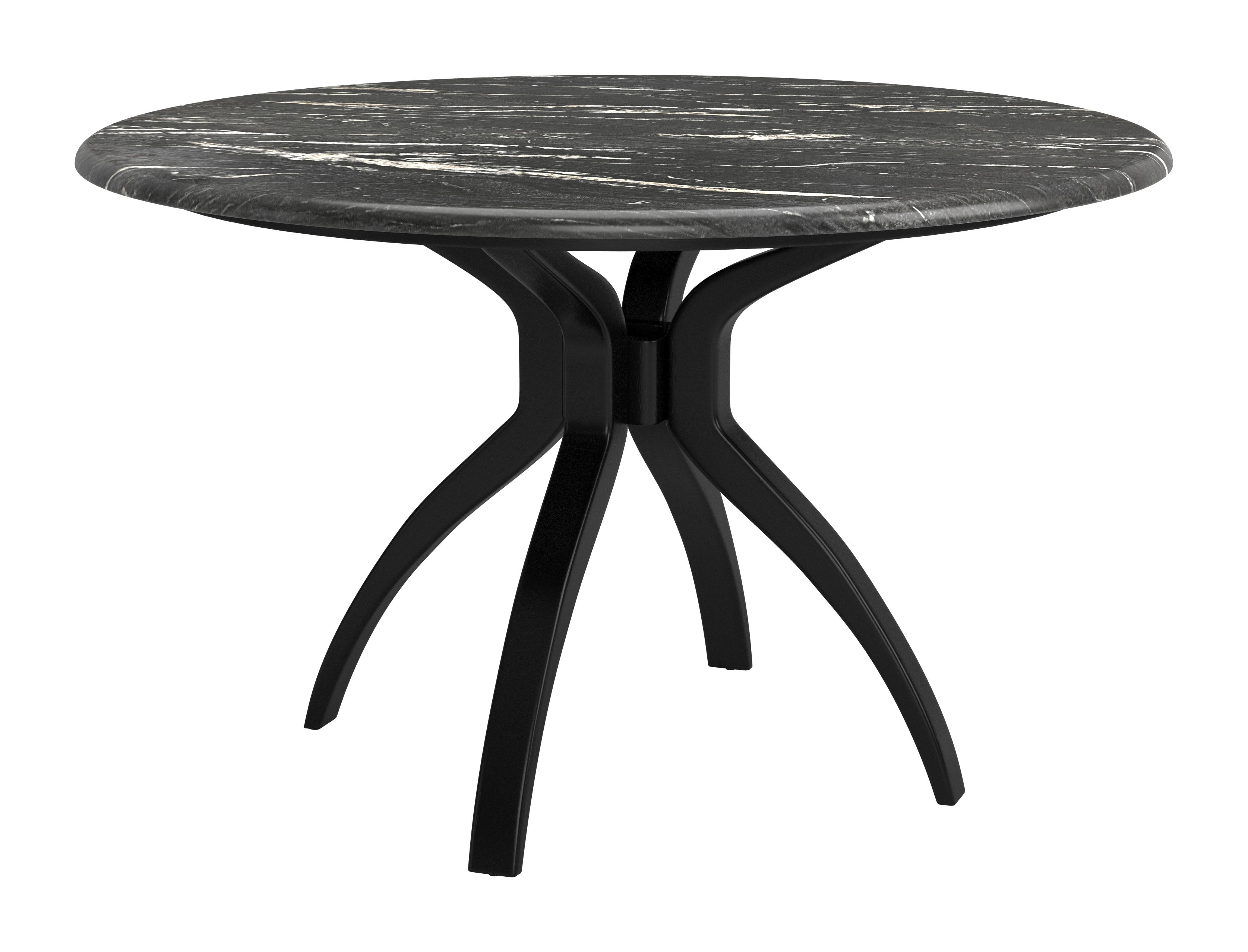 ZUO Sumay Round Dining Table — Black Faux Marble HPL Top, 50" Diameter, Painted Steel Base