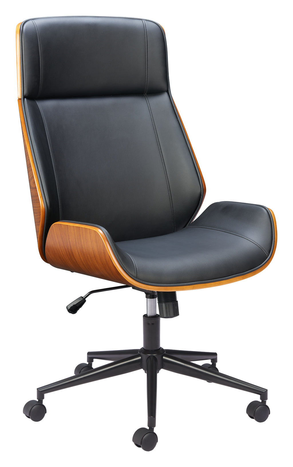 ZUO Flex High Back Office Chair — Black Faux Leather, Adjustable Height, 330 lb Capacity