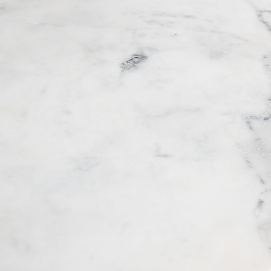 ZUO Mufid Bistro Table — Natural Marble Top, Adjustable Height, Black Iron Base