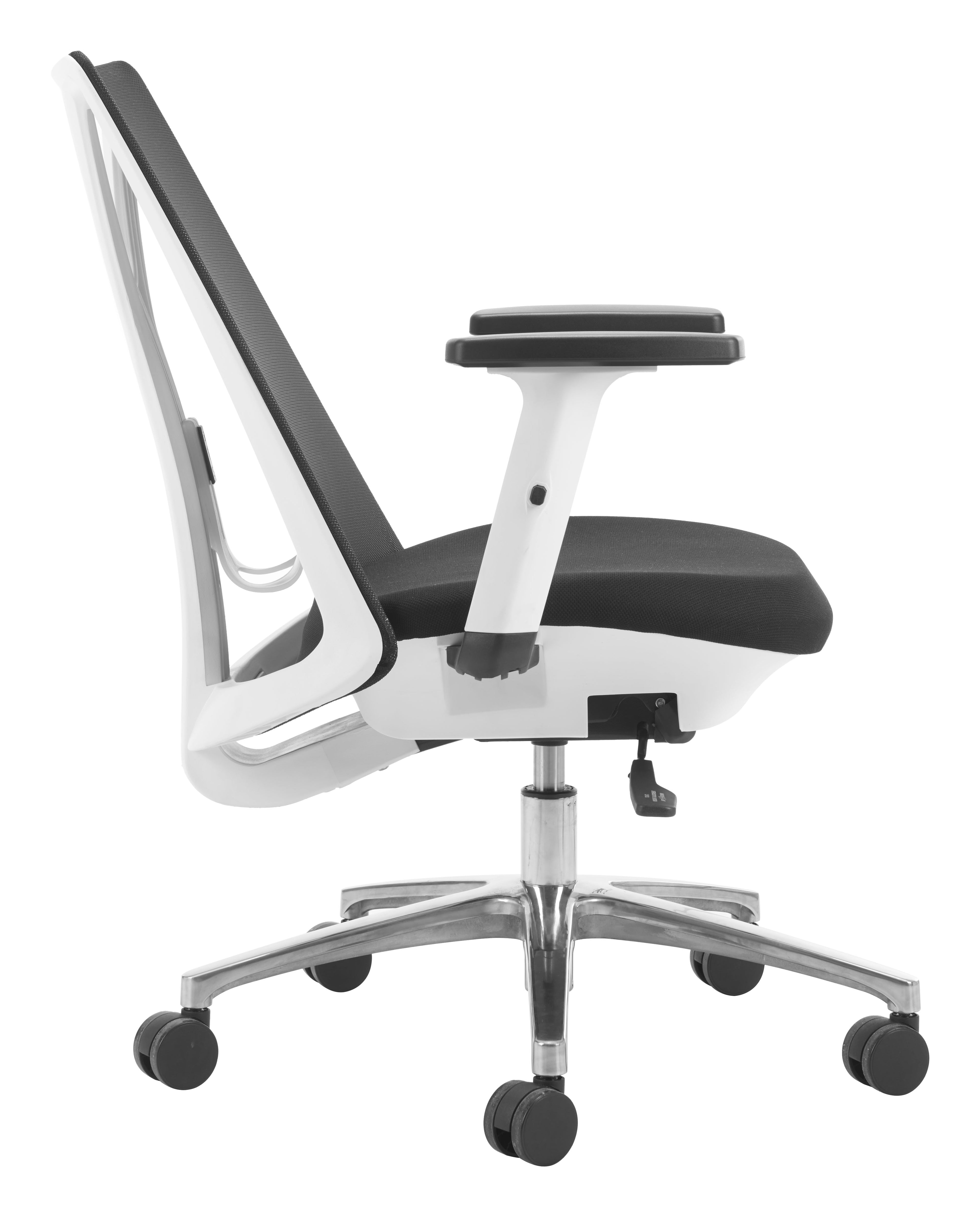 ZUO Hasso Mesh Office Chair — Black, Adjustable Height & Armrests, Chrome Base, 285 lb Capacity