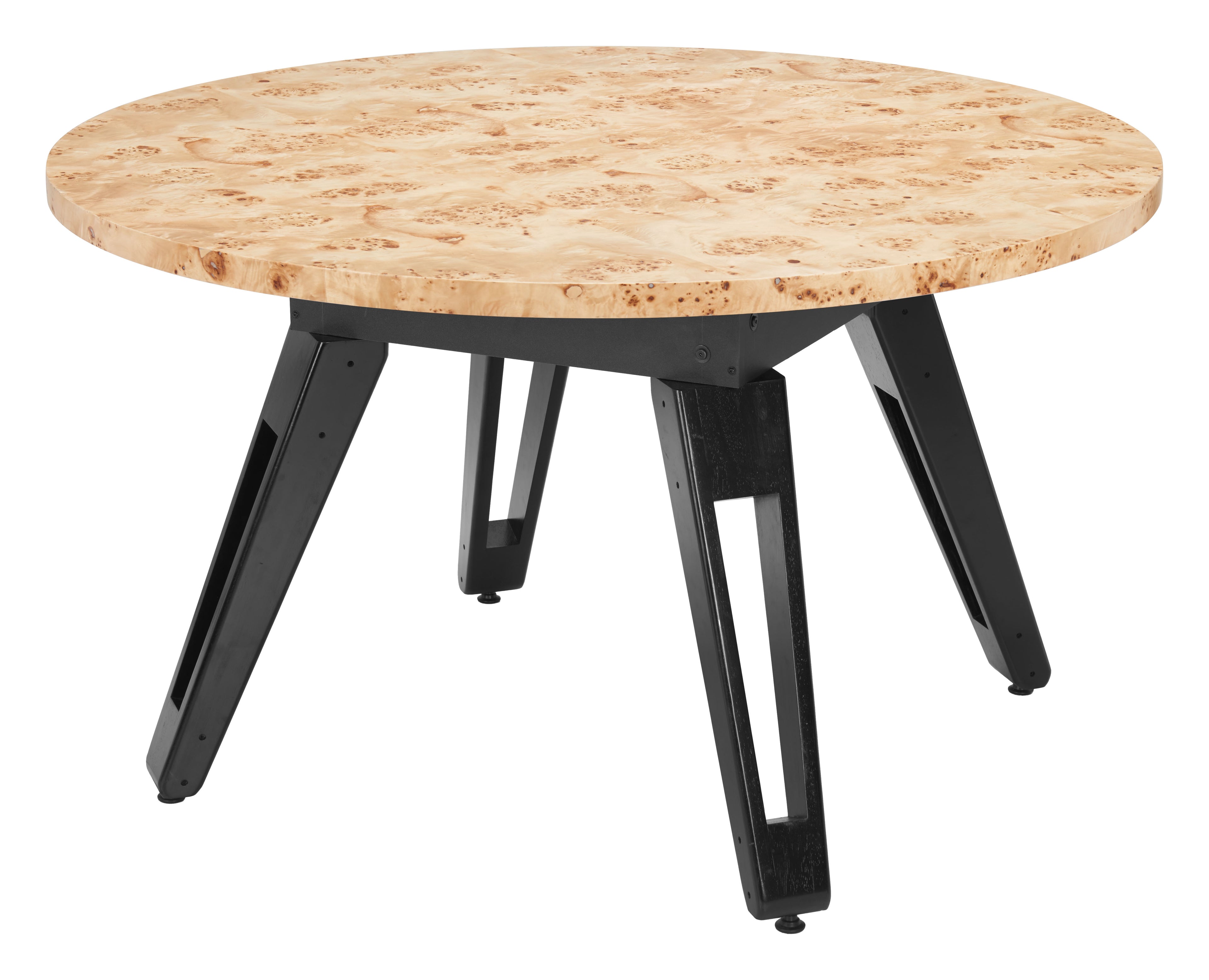 ZUO Burl 2-in-1 Dining & Game Table — Natural Burl Veneer Top, Black Pine Wood Legs, 440 lb Capacity