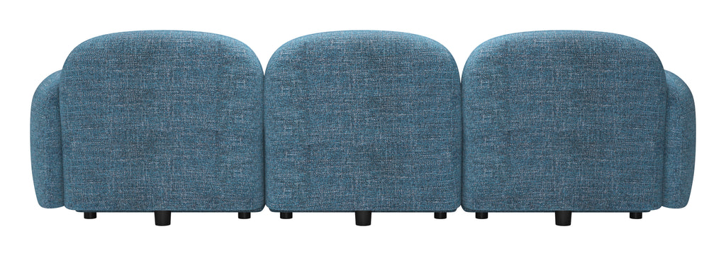 ZUO Cleo Modular Sofa — Blue Textured Fabric, 100.8" Sectional, Black Rubberwood Legs