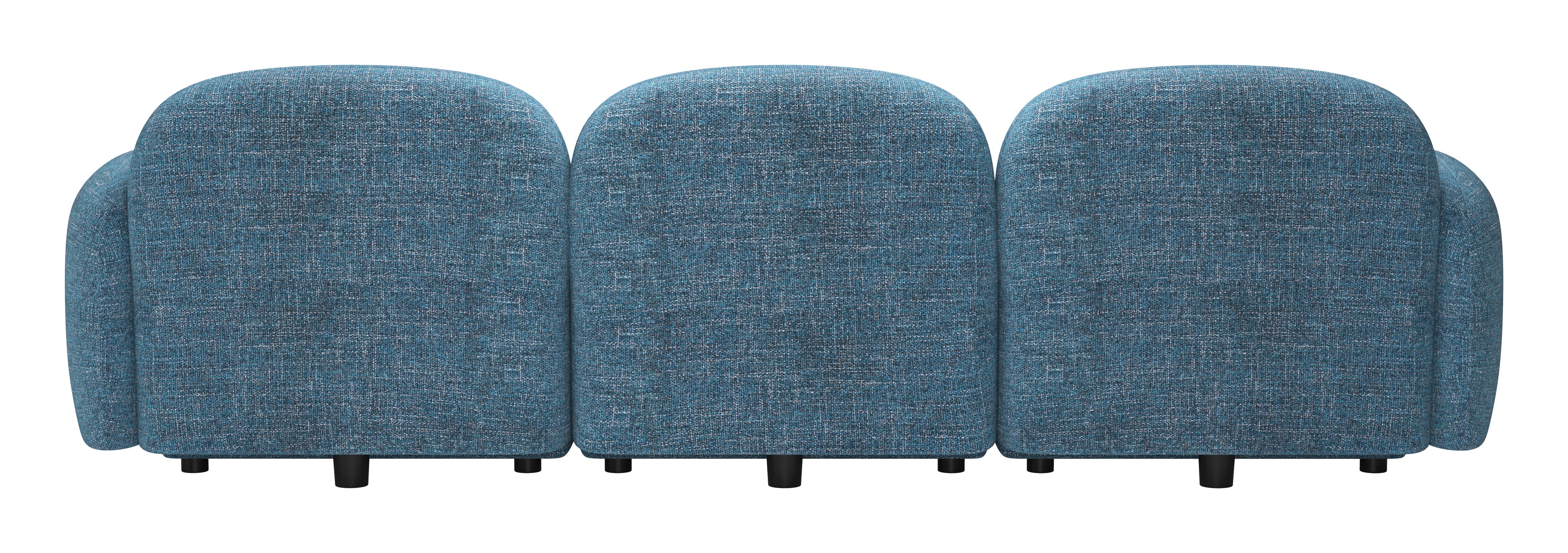 ZUO Cleo Modular Sofa — Blue Textured Fabric, 100.8" Sectional, Black Rubberwood Legs