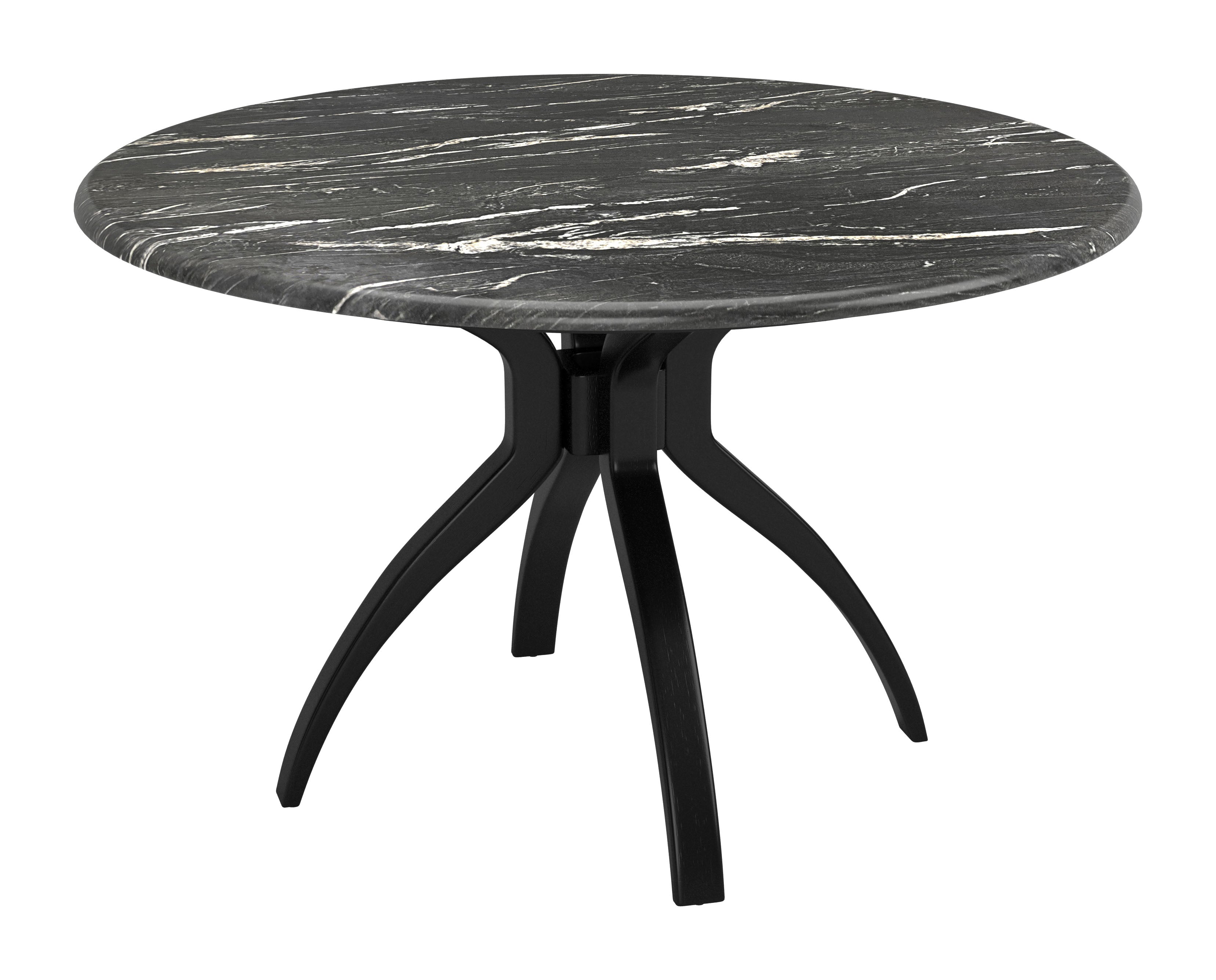 ZUO Sumay Round Dining Table — Black Faux Marble HPL Top, 50" Diameter, Painted Steel Base