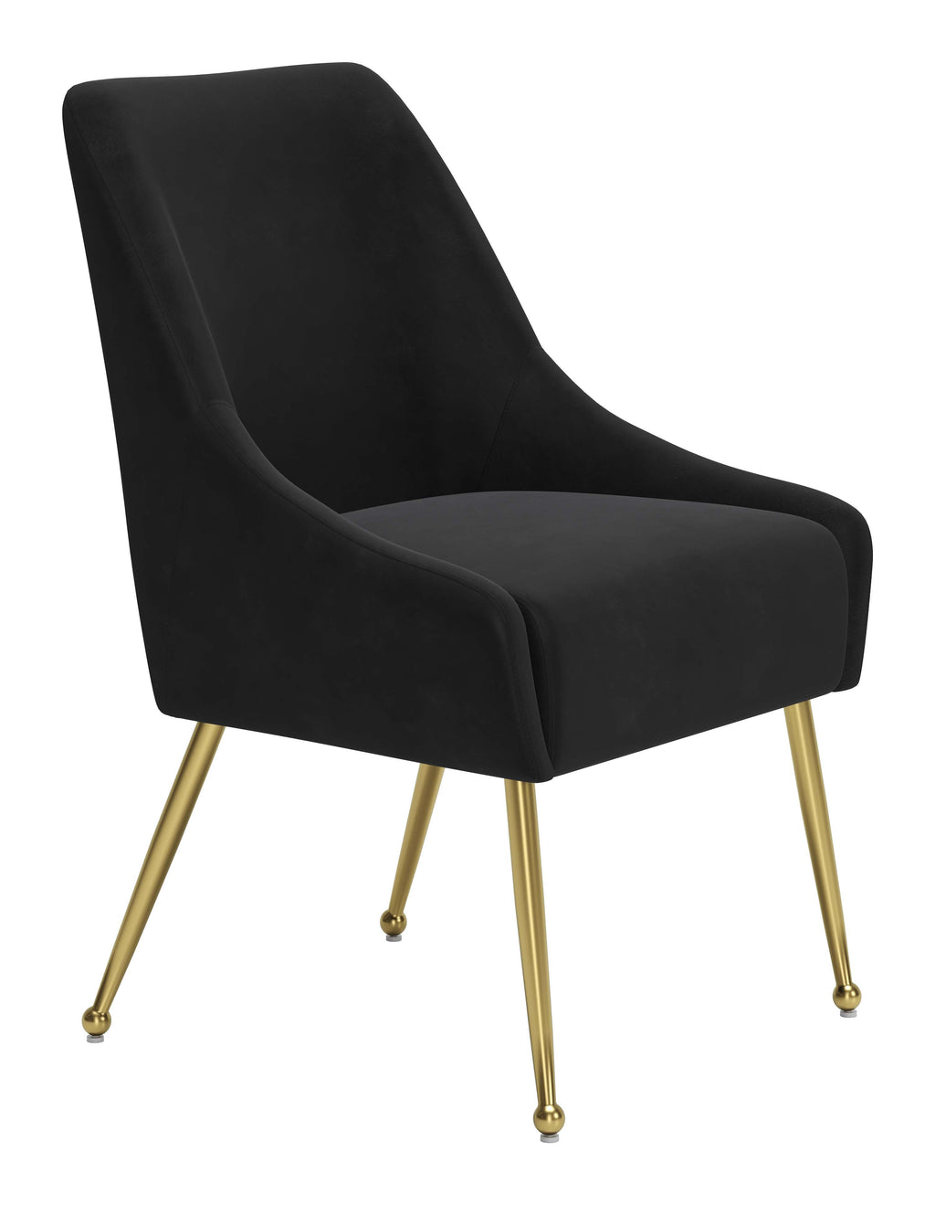 ZUO Maxine Dining Chair — Black Velvet, Gold Powder Coated Steel Legs, 330 lb Capacity