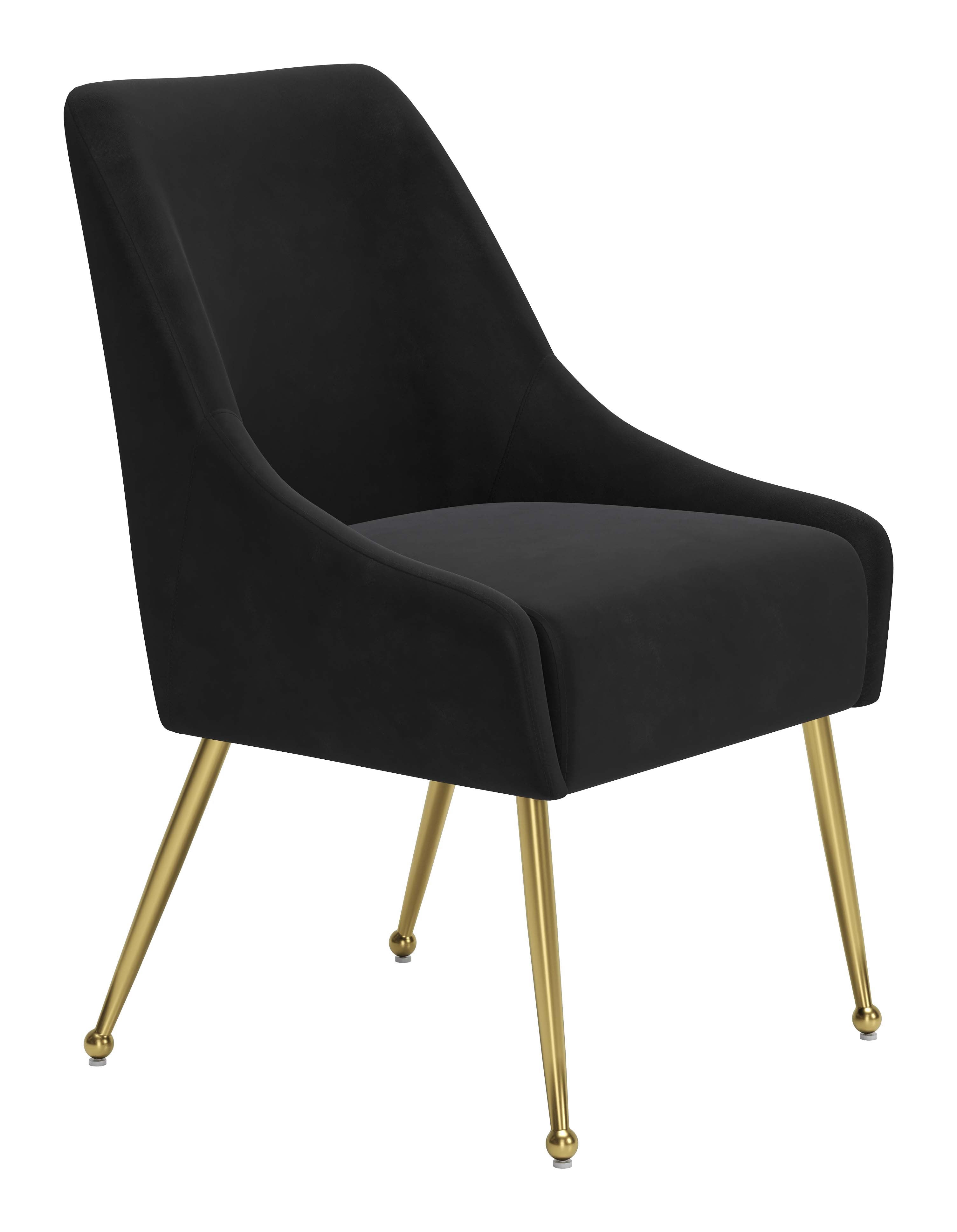 ZUO Maxine Dining Chair — Black Velvet, Gold Powder Coated Steel Legs, 330 lb Capacity