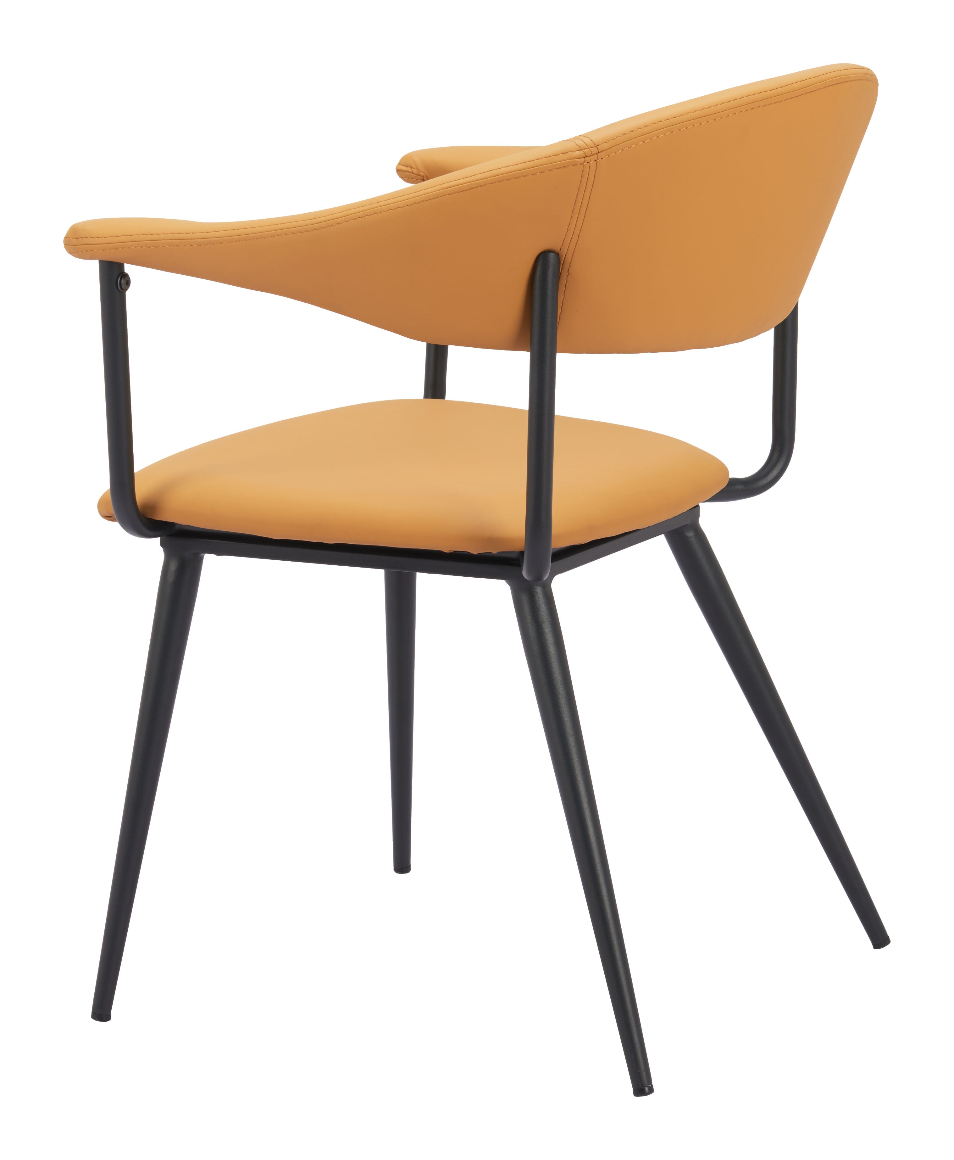 ZUO Sima Dining Chair — Brown Faux Leather, Black Powder Coated Steel Frame, 285 lb Capacity