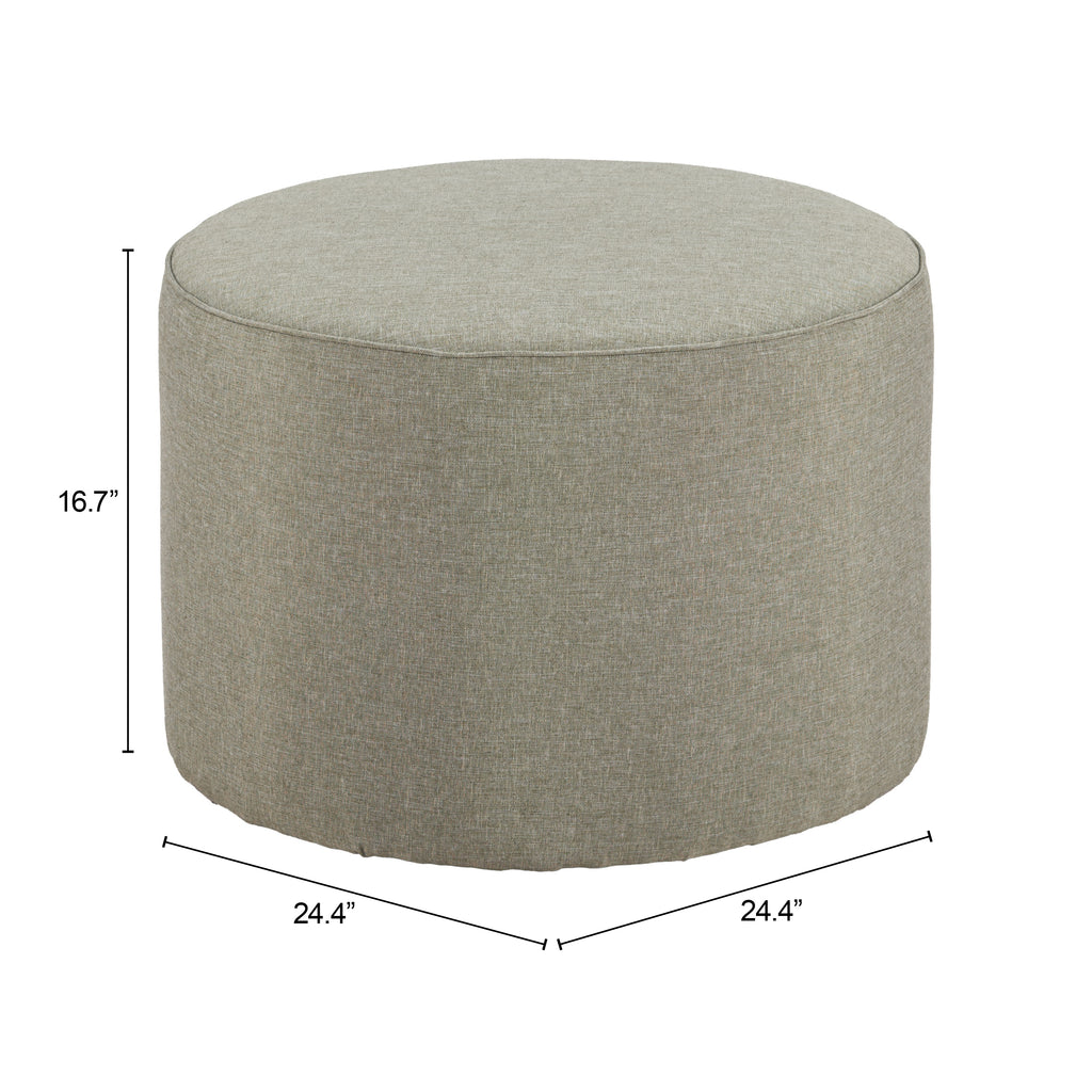 ZUO Moxy Outdoor Ottoman — Green All-Weather Olefin Fabric, Powder Coated Steel, 220 lb Capacity