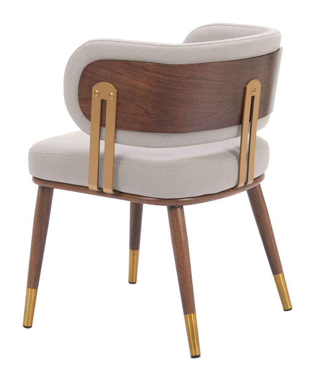 ZUO Brew Dining Chair — Beige Faux Leather, Walnut & Gold Steel Frame, 330 lb Capacity