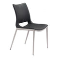 CHAIR ZUO ACE 101280 | Dining Chair | Silver | Black | 100% Polyurethane | Faux Leather | Inside | Use Interior Department Room Department Accommodation Studio Decoration Interiors Home Habitacion Dinner Room