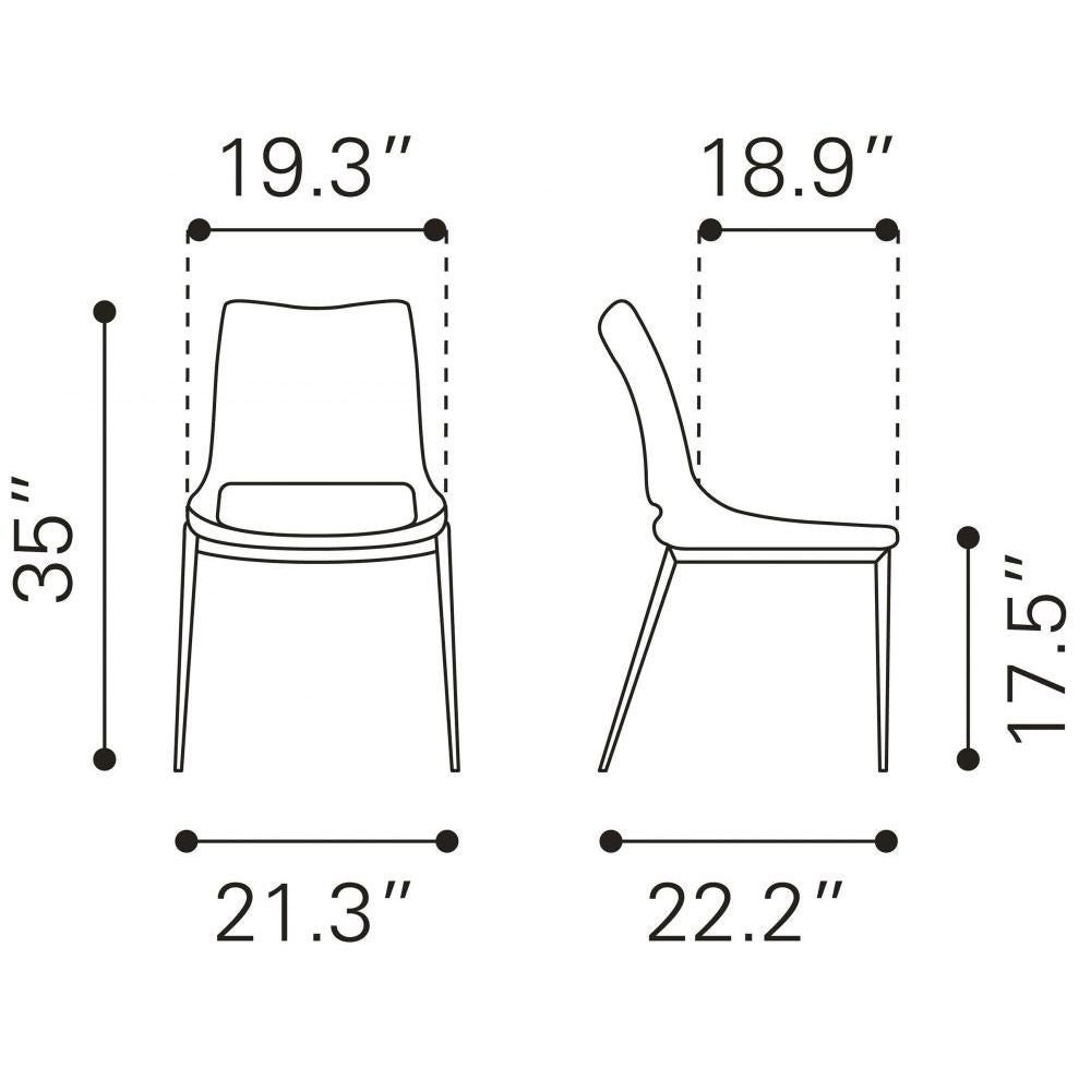 CHAIR ZUO ACE 101282  | Dining Chair | Brown | Walnut | 100% Polyurethane | Faux Leather | Inside | Use Interior Department Room Department Accommodation Studio Decoration Interiors Home Habitacion Dinner Room