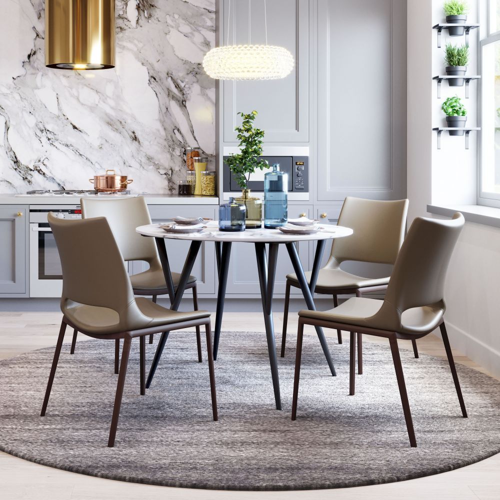 CHAIR ZUO ACE 101282  | Dining Chair | Brown | Walnut | 100% Polyurethane | Faux Leather | Inside | Use Interior Department Room Department Accommodation Studio Decoration Interiors Home Habitacion Dinner Room Set