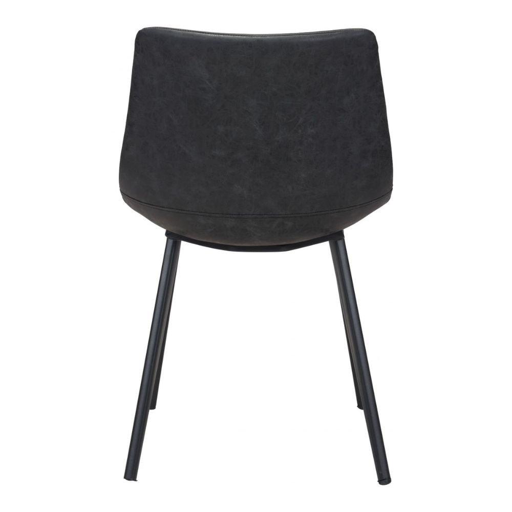 CHAIR ZUO DANIEL 101948 | Dining Chair | Black Black | 100%Polyurethane | Faux Leather | Inside | Bar Restaurant Cafetería Food Court Bar Breakfast Kitchen Bistro Office Space