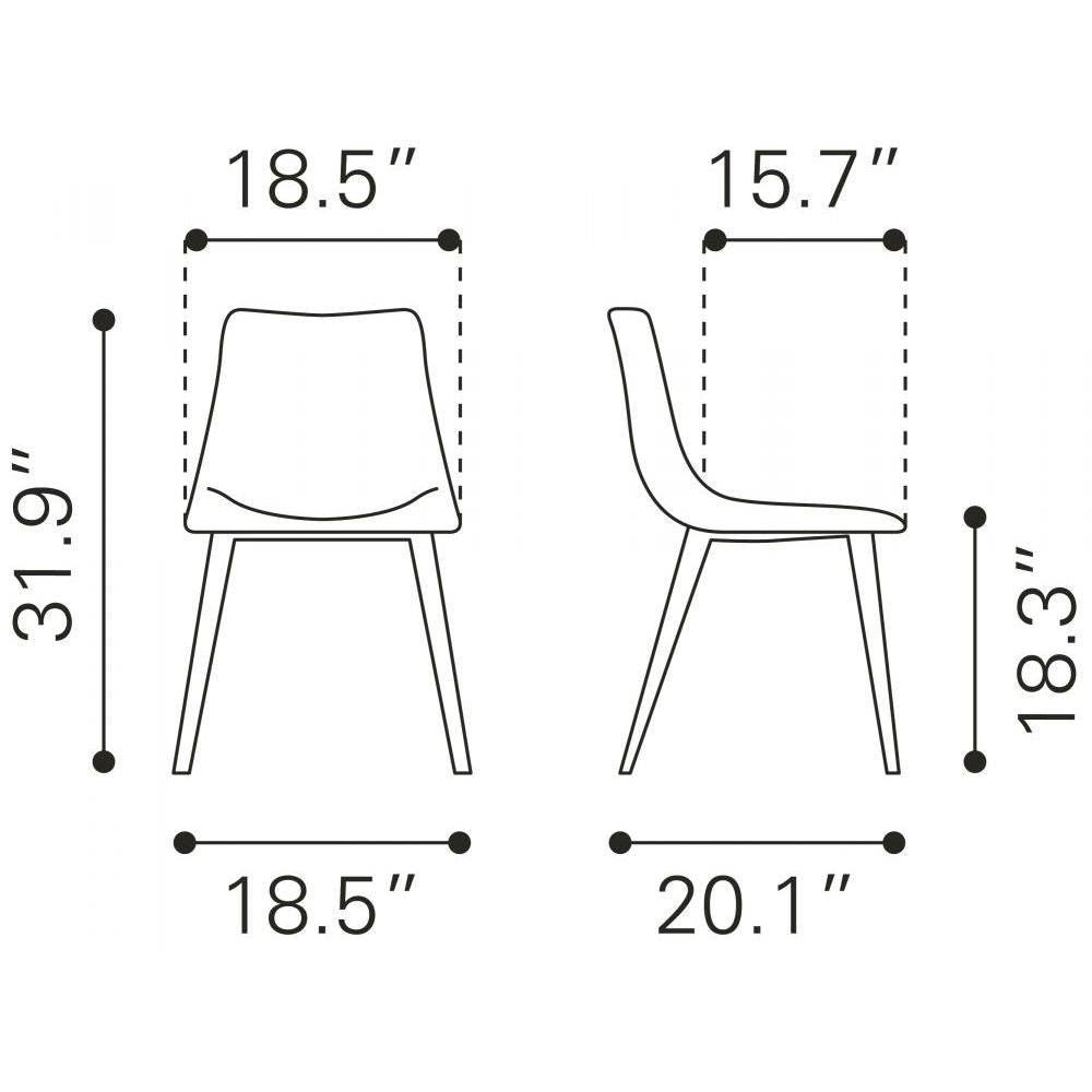CHAIR ZUO DANIEL 101949 | Dining Chair | Gray Black | 100%Polyester | Fabric | Inside | Bar Restaurant Cafetería Food Court Bar Breakfast Kitchen Bistro Office Space