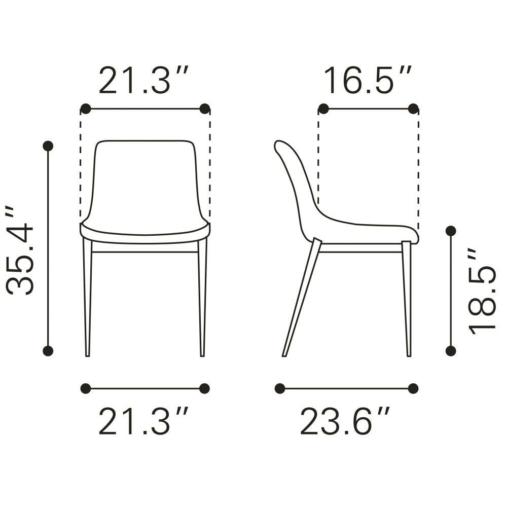 CHAIR ZUO MAGNUS 101272 | Dining Chair | Brown & Walnut | 100% Polyurethane | Faux Leather | Inside | Use Interior Department Room Department Accommodation Studio Decoration Interiors Home Habitacion Dinner Room