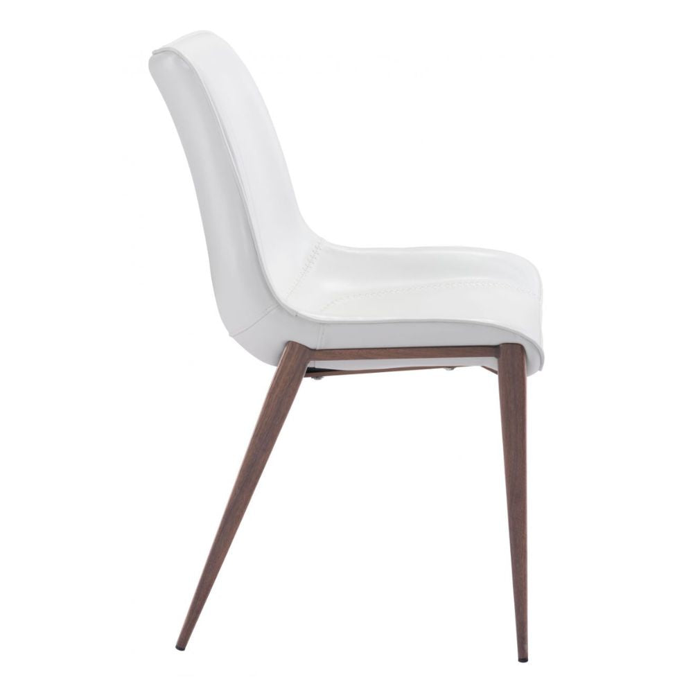 CHAIR ZUO MAGNUS 101273 | Dining Chair | Walnut | White | 100% Polyurethane | Faux Leather | Inside | Use Interior Department Room Department Accommodation Studio Decoration Interiors Home Habitacion Dinner Room