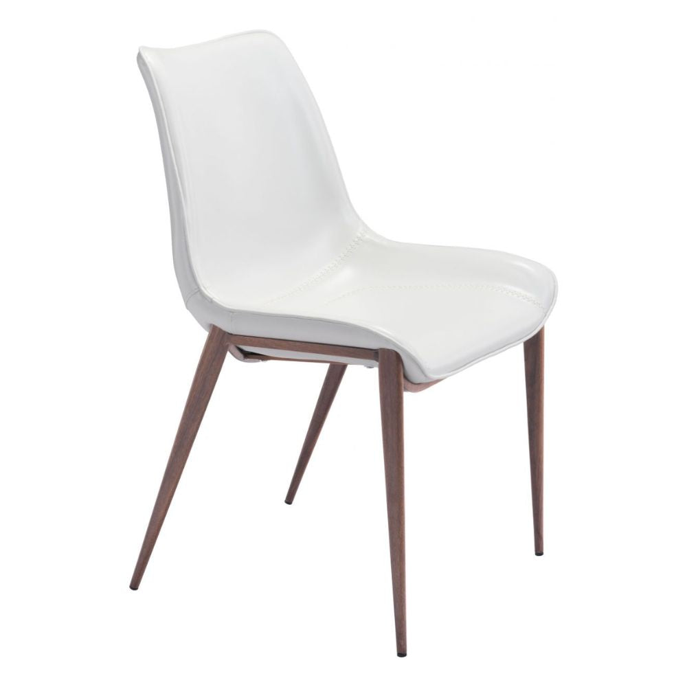 CHAIR ZUO MAGNUS 101273 | Dining Chair | Walnut | White | 100% Polyurethane | Faux Leather | Inside | Use Interior Department Room Department Accommodation Studio Decoration Interiors Home Habitacion Dinner Room