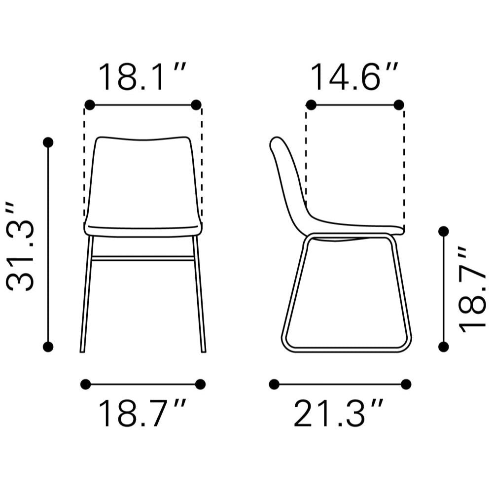 CHAIR  ZUO SMART 101995 | Dining Chair | Black Gray | 100% Polyurethane | Faux Leather | Inside | Use Interior Department Room Department Accommodation Studio Decoration Interiors Home Dinner Room