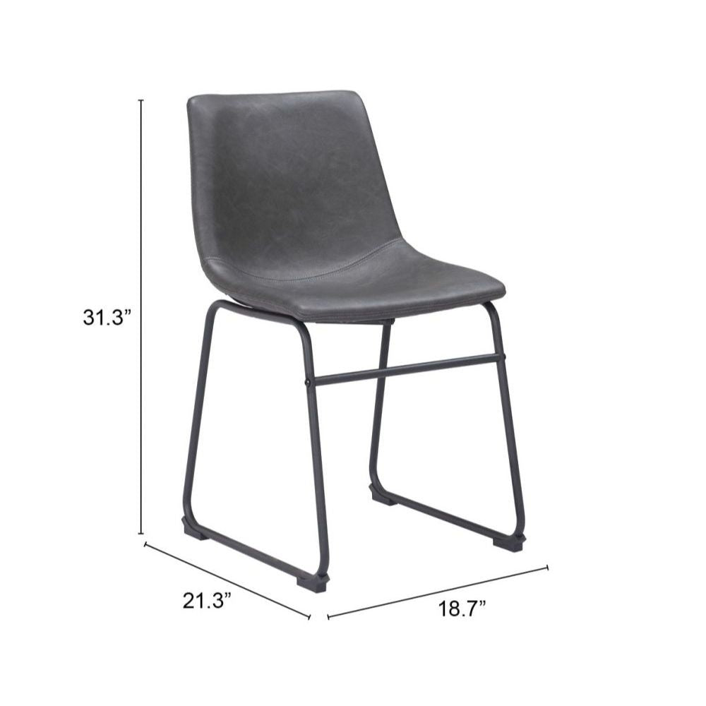 CHAIR  ZUO SMART 101995 | Dining Chair | Black Gray | 100% Polyurethane | Faux Leather | Inside | Use Interior Department Room Department Accommodation Studio Decoration Interiors Home Dinner Room