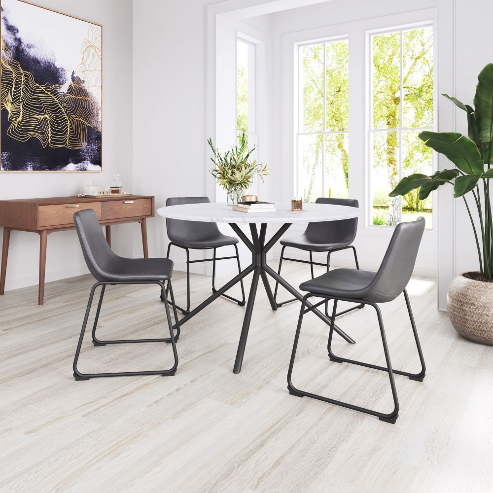 CHAIR  ZUO SMART 101995 | Dining Chair | Black Gray | 100% Polyurethane | Faux Leather | Inside | Use Interior Department Room Department Accommodation Studio Decoration Interiors Home Dinner Room Set