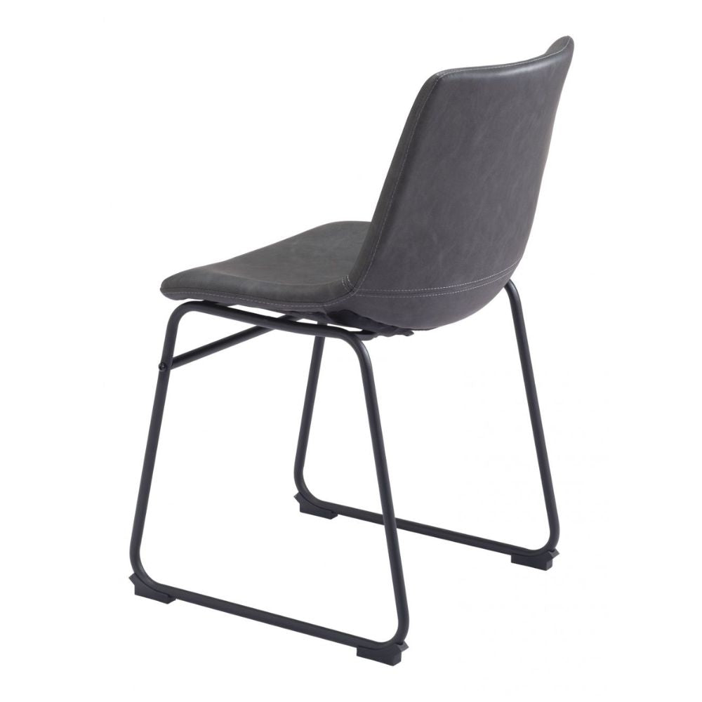 CHAIR  ZUO SMART 101995 | Dining Chair | Black Gray | 100% Polyurethane | Faux Leather | Inside | Use Interior Department Room Department Accommodation Studio Decoration Interiors Home Dinner Room