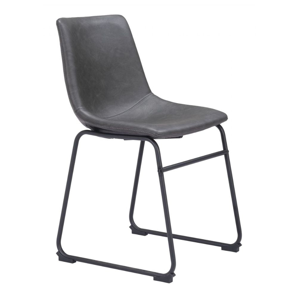 CHAIR  ZUO SMART 101995 | Dining Chair | Black Gray | 100% Polyurethane | Faux Leather | Inside | Use Interior Department Room Department Accommodation Studio Decoration Interiors Home Dinner Room