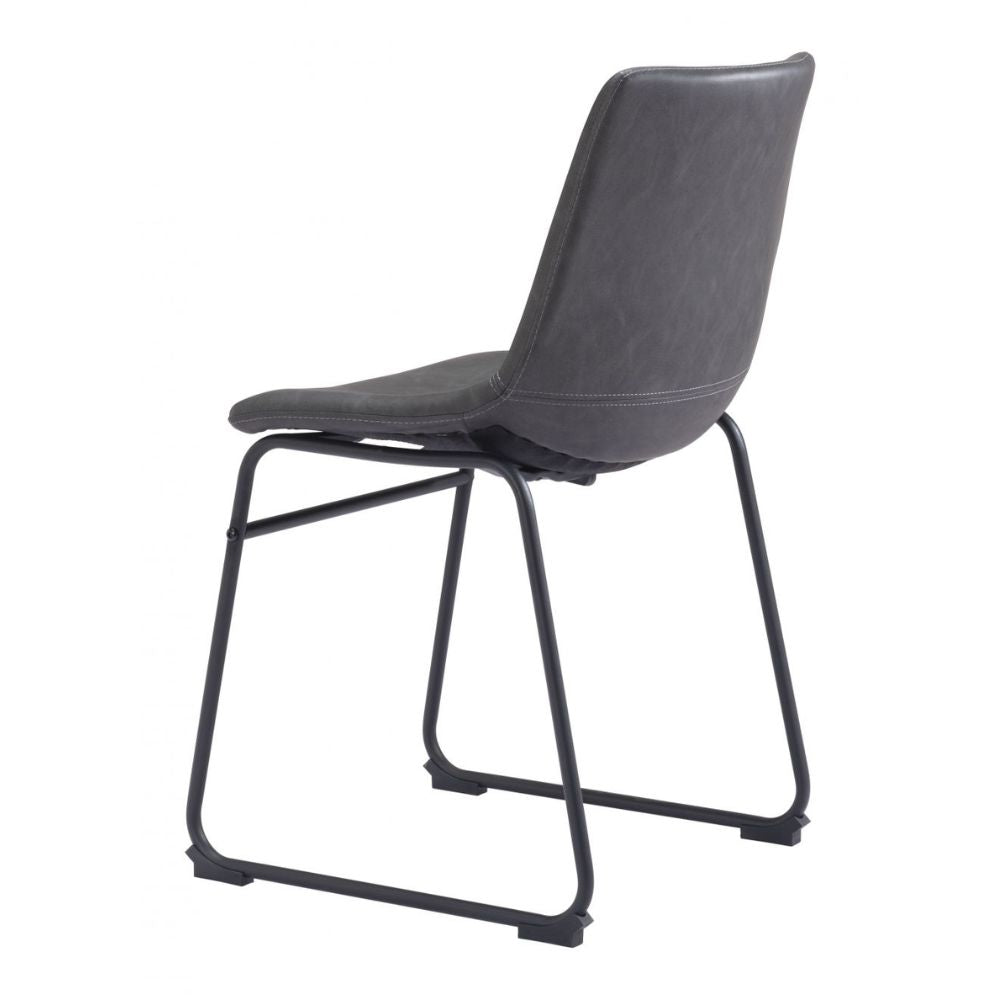 CHAIR  ZUO SMART 101995 | Dining Chair | Black Gray | 100% Polyurethane | Faux Leather | Inside | Use Interior Department Room Department Accommodation Studio Decoration Interiors Home Dinner Room