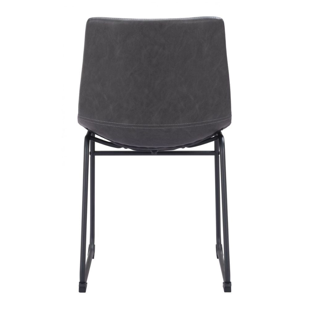 CHAIR  ZUO SMART 101995 | Dining Chair | Black Gray | 100% Polyurethane | Faux Leather | Inside | Use Interior Department Room Department Accommodation Studio Decoration Interiors Home Dinner Room