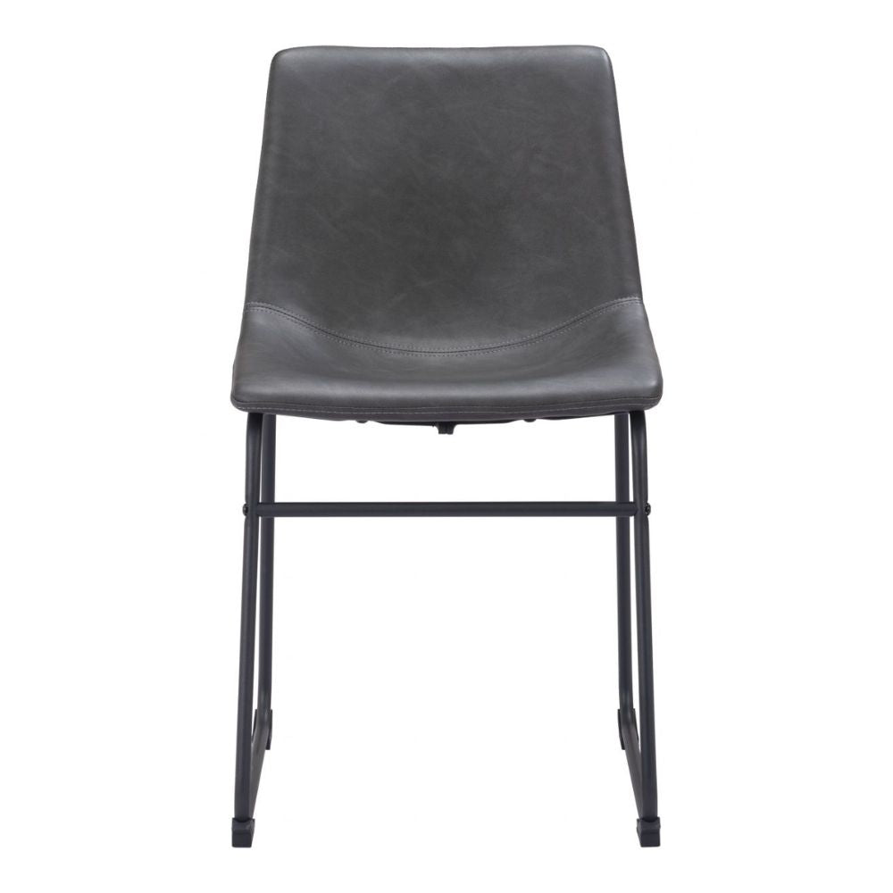 CHAIR  ZUO SMART 101995 | Dining Chair | Black Gray | 100% Polyurethane | Faux Leather | Inside | Use Interior Department Room Department Accommodation Studio Decoration Interiors Home Dinner Room