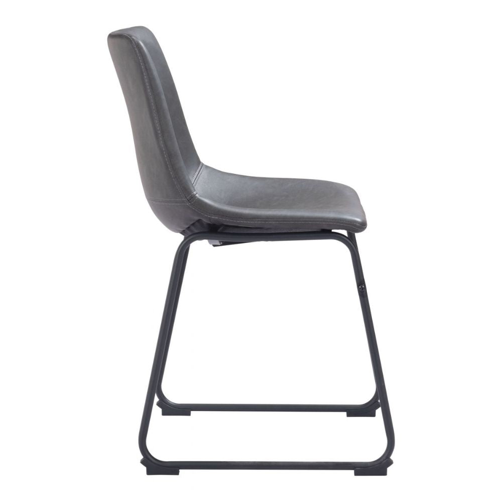 CHAIR  ZUO SMART 101995 | Dining Chair | Black Gray | 100% Polyurethane | Faux Leather | Inside | Use Interior Department Room Department Accommodation Studio Decoration Interiors Home Dinner Room