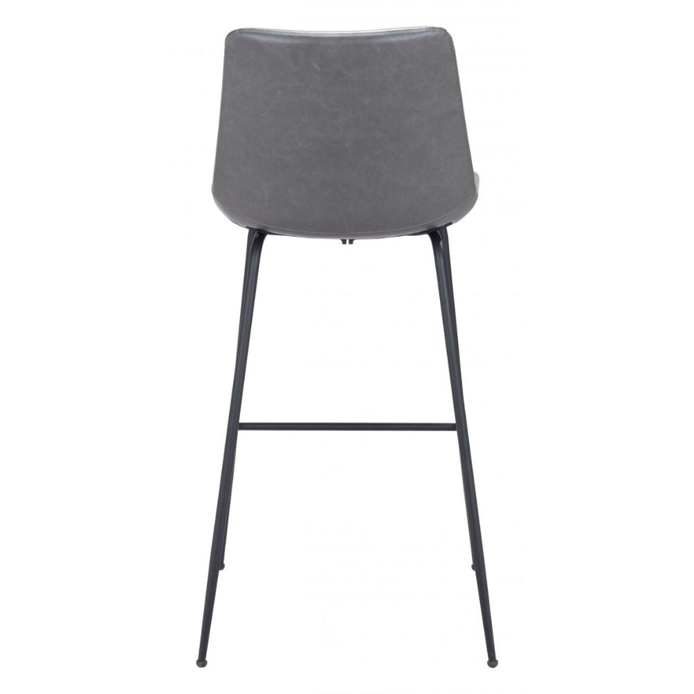 STOOL BYRON ZUO 101772 | Barstool for Kitchen and Dining | Gray Black | 100%Polyurethane | Faux Leathert | Inside | Bar Restaurant Cafetería Food Court Bar Breakfast Kitchen Bistro Office Space