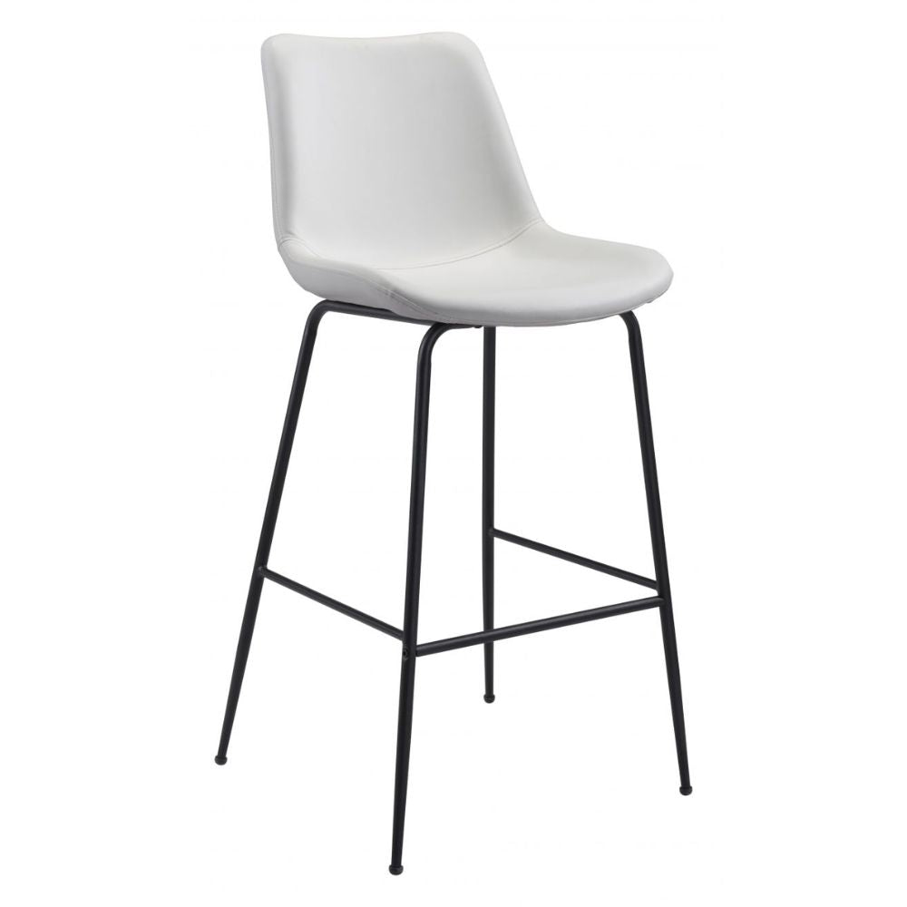 STOOL BYRON ZUO 101773 | Barstool for Kitchen and Dining | White Black | 100%Polyurethane | Faux Leathert | Inside | Bar Restaurant Cafetería Food Court Bar Breakfast Kitchen Bistro Office Space