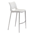 STOOL ZUO ACE 101283 | Barstool | Silver | White | 100% Polyurethane | Faux Leather | Inside