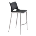 STOOL ZUO ACE 101284 | Barstool | Black | Silver | 100% Polyurethane | Faux Leather | Inside | Bar Restaurant Cafetería Food Court Bar Breakfast Kitchen Bistro