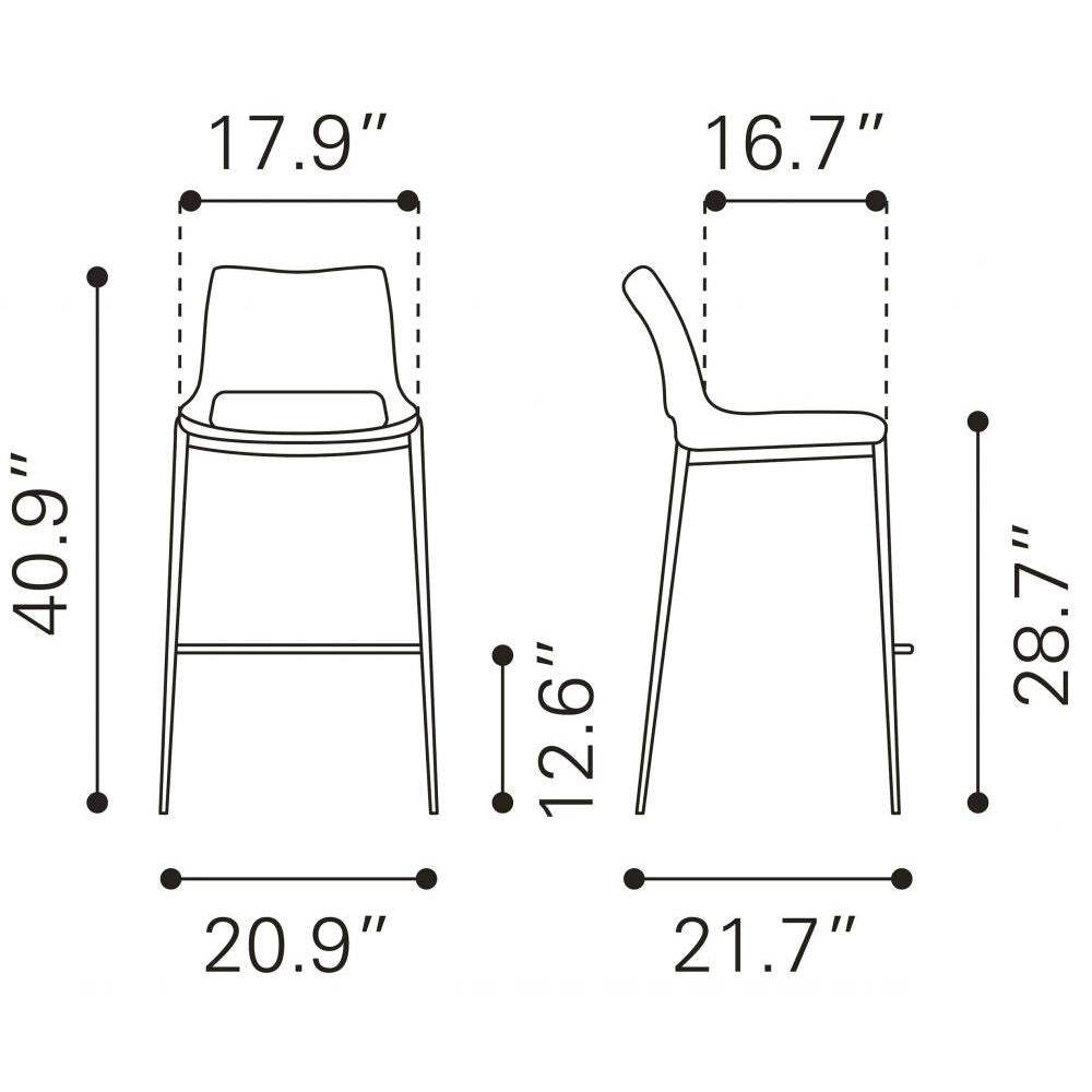 STOOL ZUO ACE 101285 | Barstool | Beige | Silver | 100% Polyurethane | Faux Leather | Inside | Bar Restaurant Cafetería Food Court Bar Breakfast Kitchen Bistro