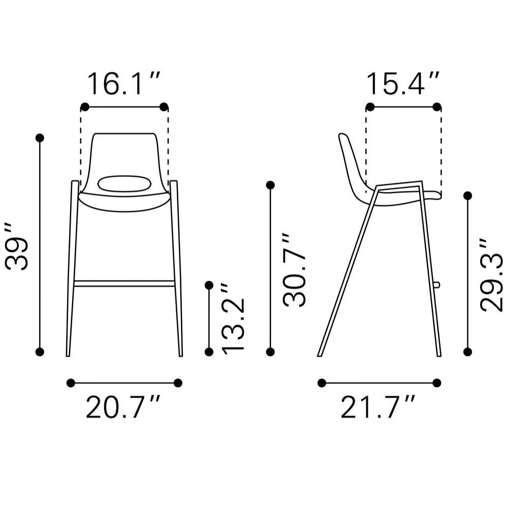 STOOL ZUO DESI 101699 | Counter Stool for Kitchen Dining Area | Beige Walnut | 100% Polyurethane | Faux Leather | Inside | Bar Restaurant Cafetería Food Court Bar Breakfast Kitchen Bistro