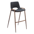 STOOL ZUO DESI ZUO 101697 | Counter Stool for Kitchen Dining Area | Black Walnut | 100% Polyurethane | Faux Leather | Inside| Bar Restaurant Cafetería Food Court Bar Breakfast Kitchen Bistro