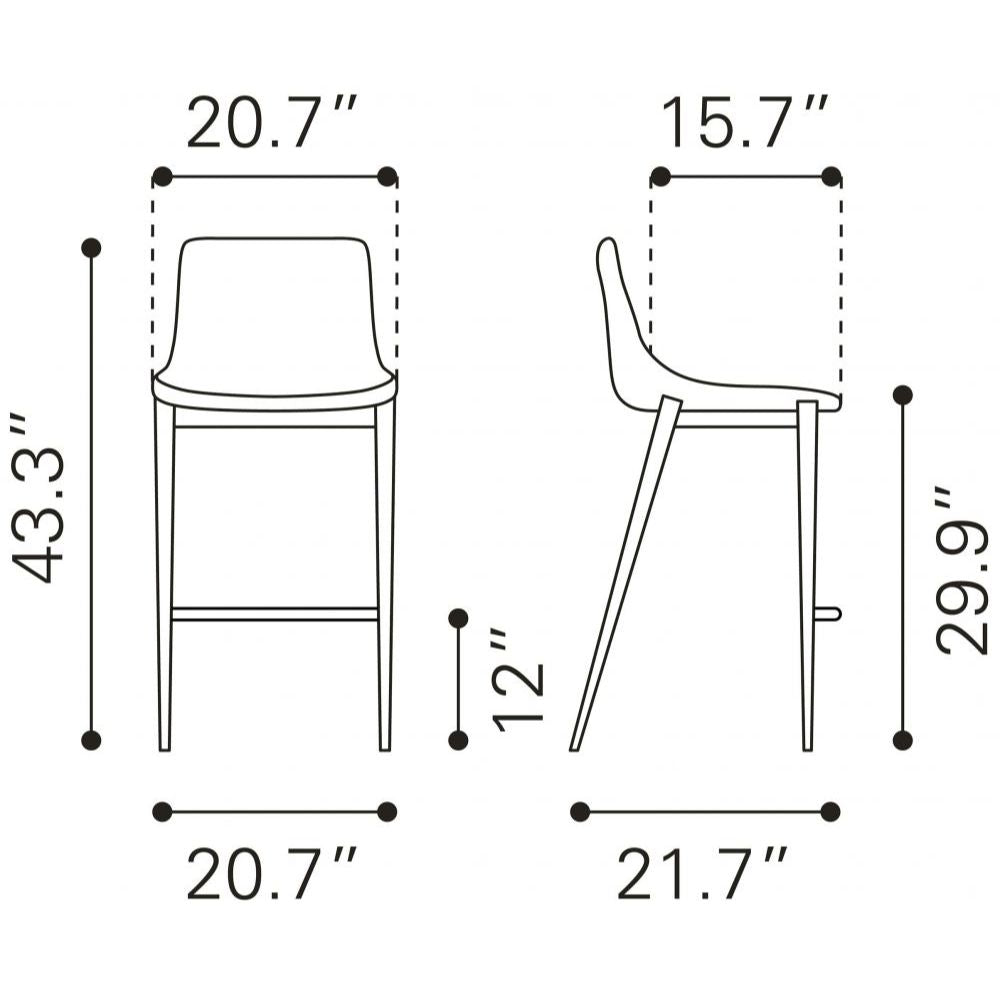 STOOL ZUO MAGNUS 101923 | Barstool | Black | 100% Polyurethane | Faux Leather | Inside | Bar Restaurant Cafetería Food Court Bar Breakfast Kitchen Bistro