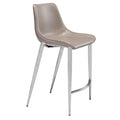 STOOL ZUO MAGNUS 102028 | Counter Stool | Brown Silver | 100%Polyurethane | Faux Leather | Inside | Bar Restaurant Cafetería Food Court Bar Breakfast Kitchen Bistro Office Space