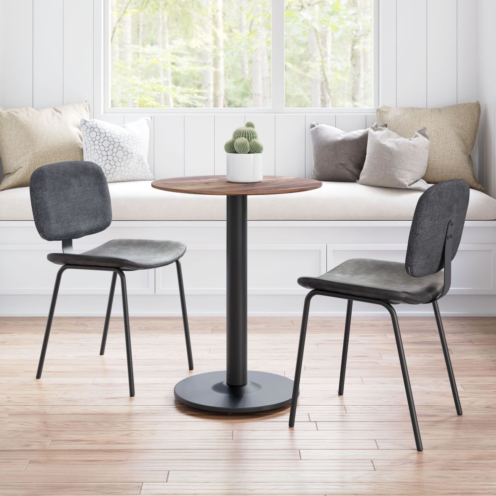 TABLE ZUO BISTRO 101740 | Alto Bistro | Black Brown | Faux Wood MDF | Powder Coated Steel | Inside | Kitchen Living Room Office Bar Area Set