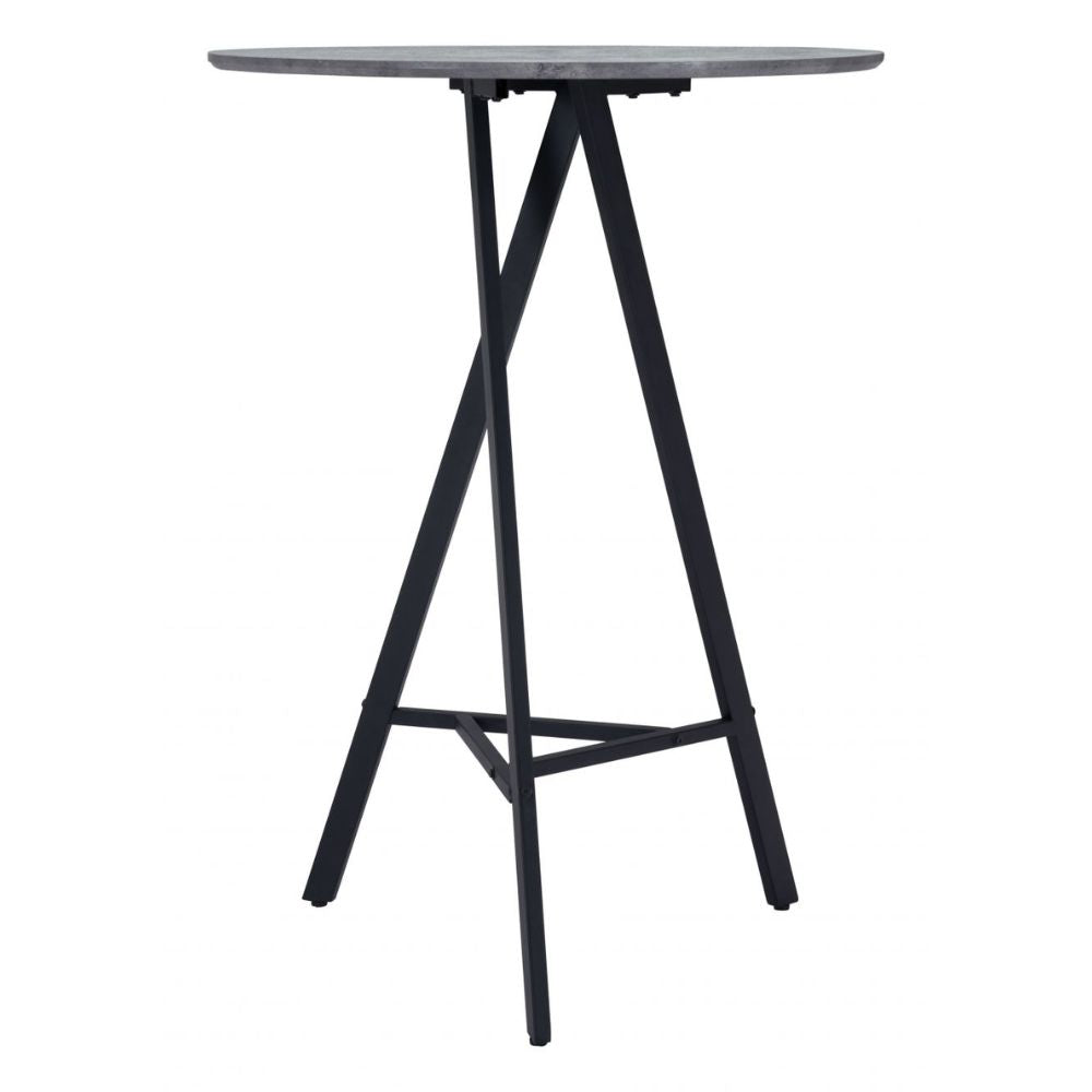 TABLE  ZUO  METZ | Bar Table | Black Gray | Faux Wood MDF | Powder Coated Steel | Inside | Kitchen Living Room Office Bar Area